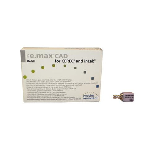 Vivadent 626413 Ivoclar IPS e.max CAD CEREC Blocks InLab HT B2 C14 5/Pk Vivadent 626413 Ivoclar IPS e.max CAD CEREC Blocks InLab HT B2 C14 5/Pk